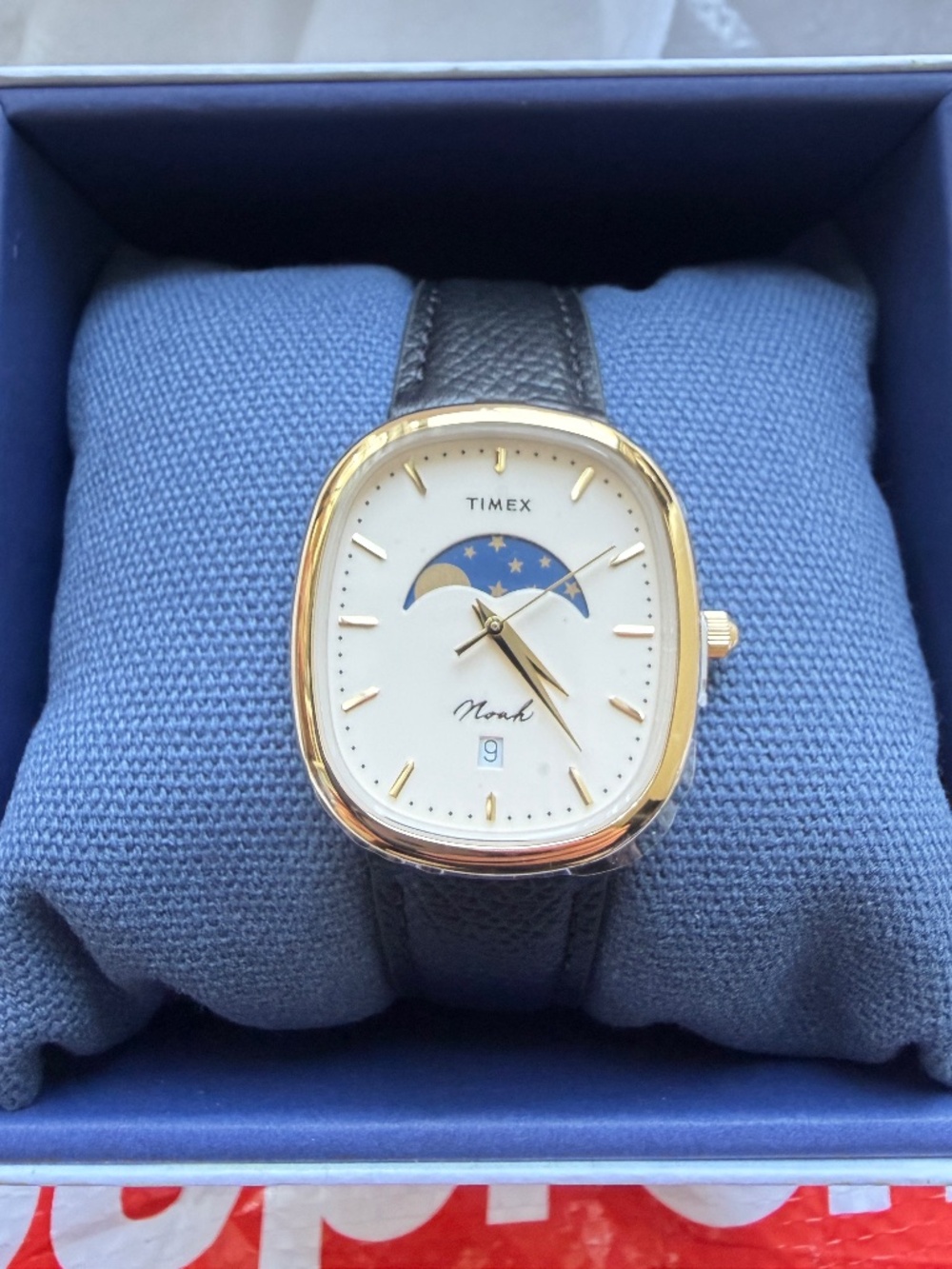 New NOAH x TIMEX Oval Moon Phase Gold face Black Leather strap